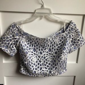 Super cute crop top with lace overlay